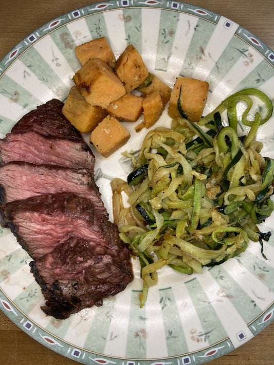 Bariatric Recipe - Steak, Zoodles & Sweet Potato Meal - Bariatric Fusion