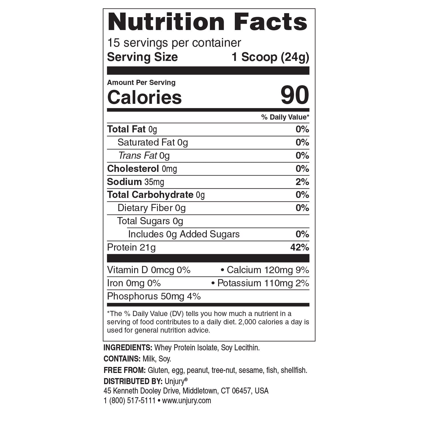 Unjury Unflavored High Whey Protein Powder Nutrition Facts