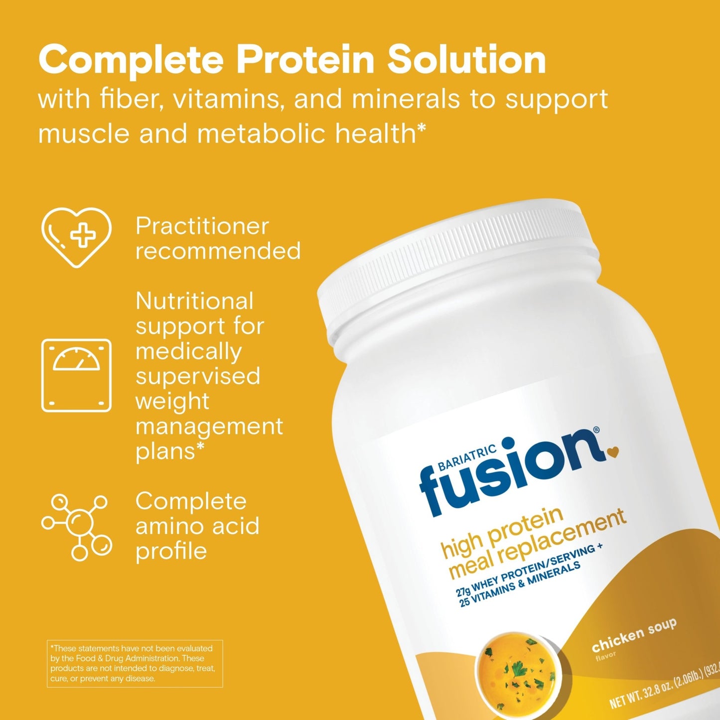 Bariatric Fusion Chicken Soup High Protein Meal Replacement complete protein solution with fiber, vitamins, and minerals to support muscle and metabolic health*
