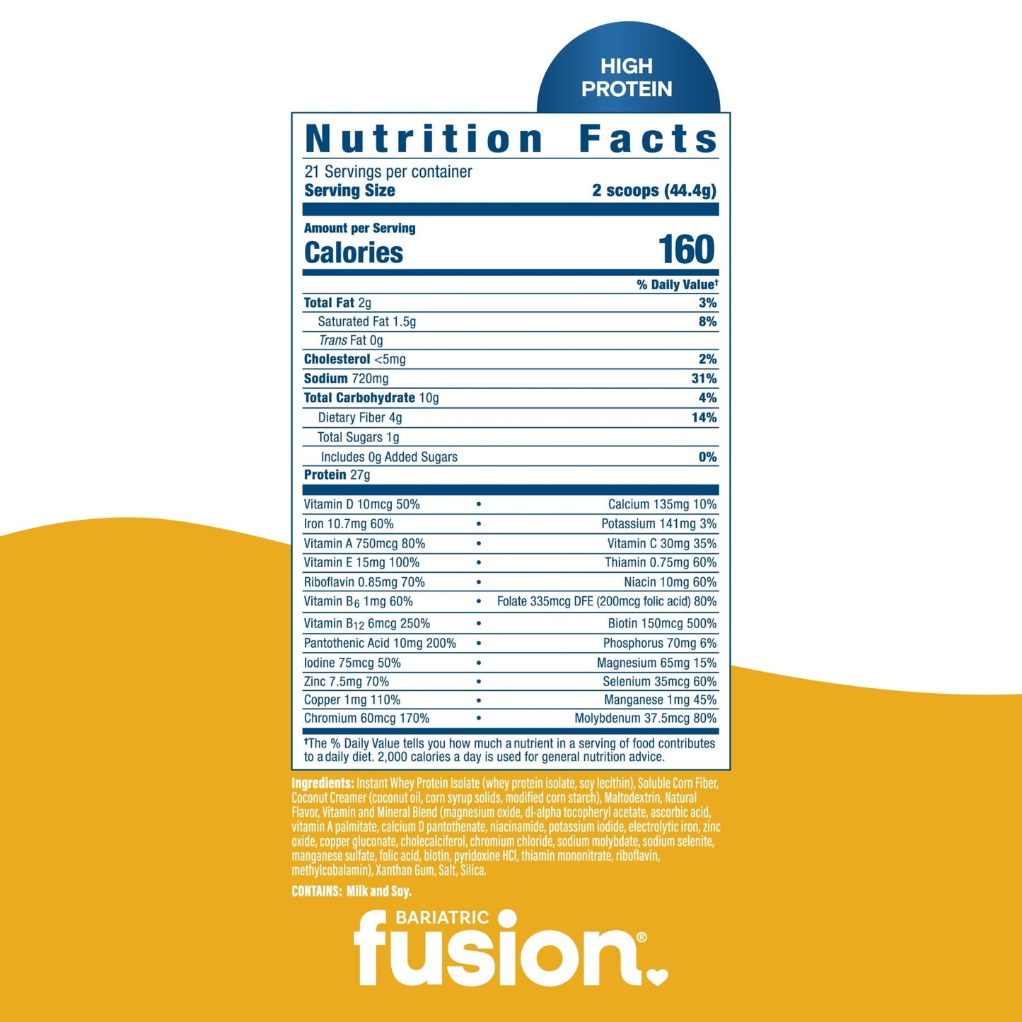 Bariatric Fusion Chicken Soup High Protein Meal Replacement supplement facts