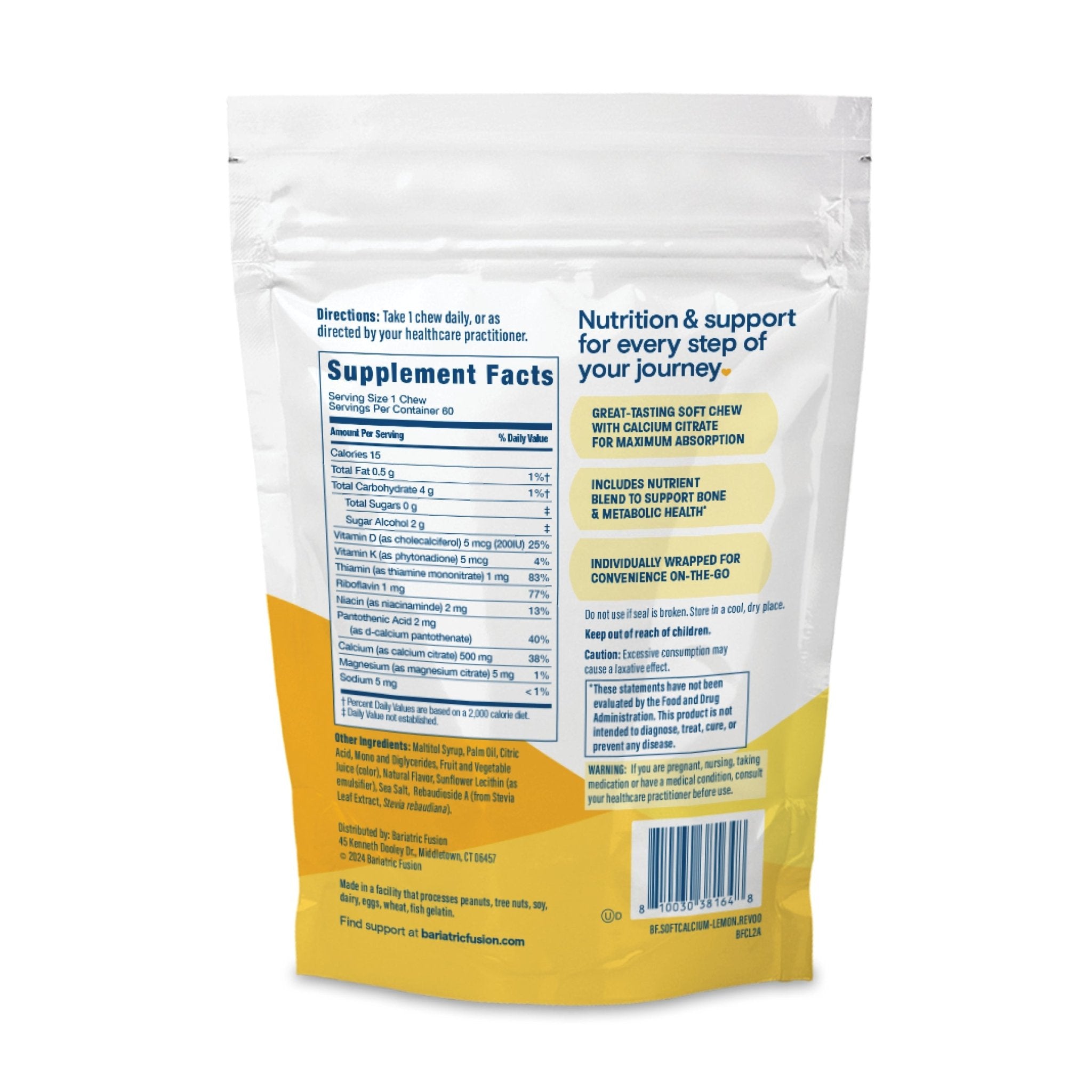Lemon Calcium Citrate Soft Chew | Calcium Soft Chews