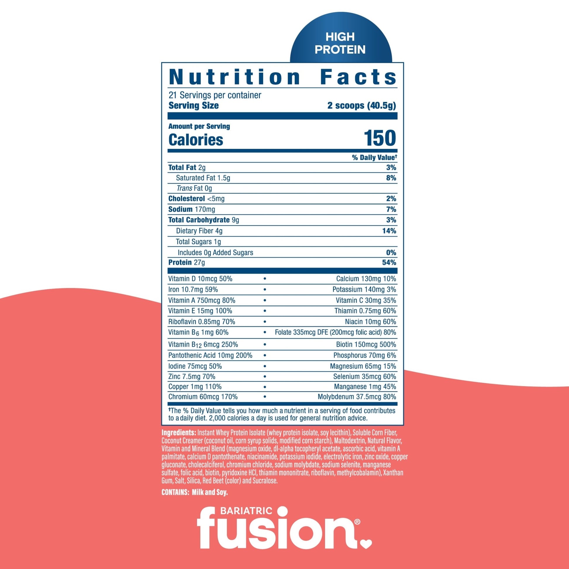 Bariatric Fusion Strawberry Banana High Protein Meal Replacement supplement facts