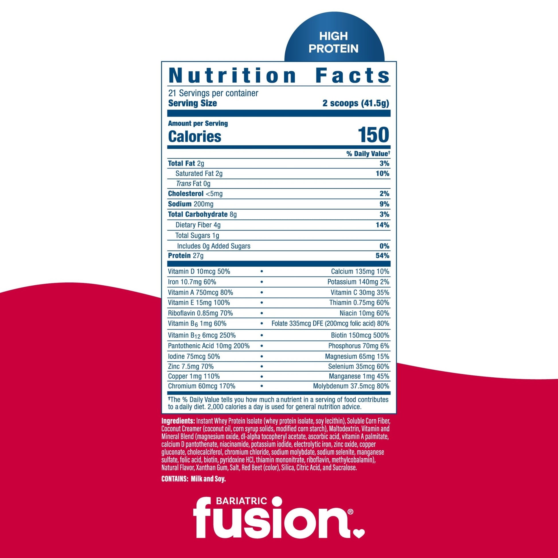 Bariatric Fusion Strawberry High Protein Meal Replacement supplement facts