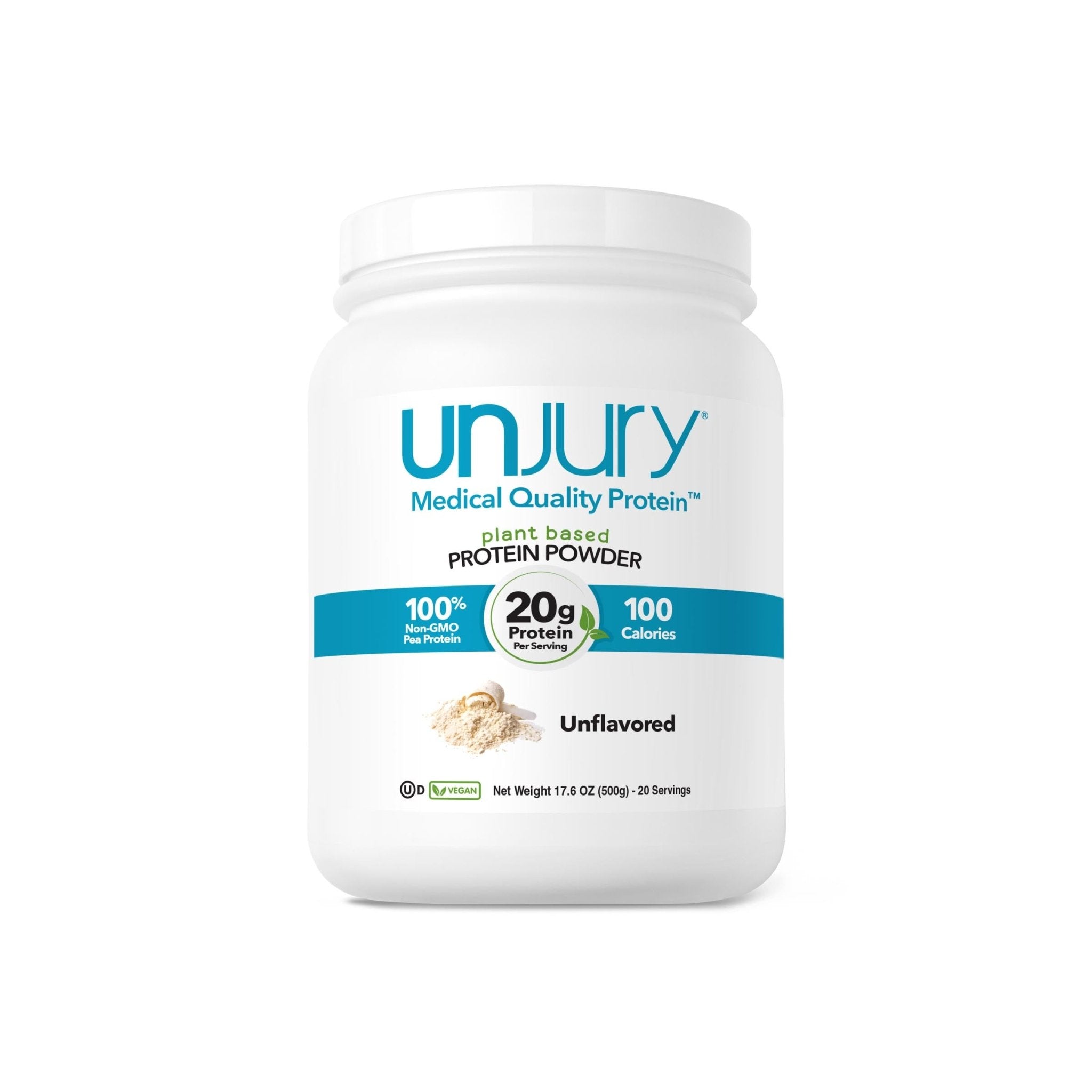 Unjury Unflavored plant-based vegan protein powder 100% non-gmo pea protein. 