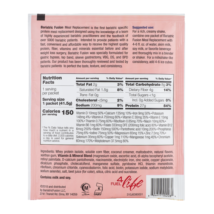 Strawberry High Protein Meal Replacement - Single Serve Packet - Bariatric Fusion
