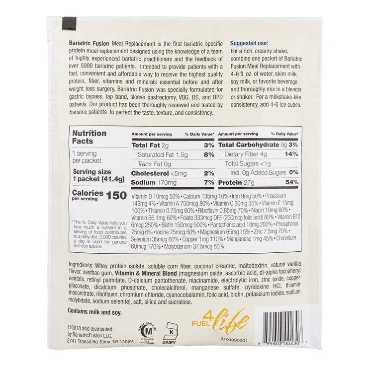 Vanilla High Protein Meal Replacement - Single Serve Packet - Bariatric Fusion