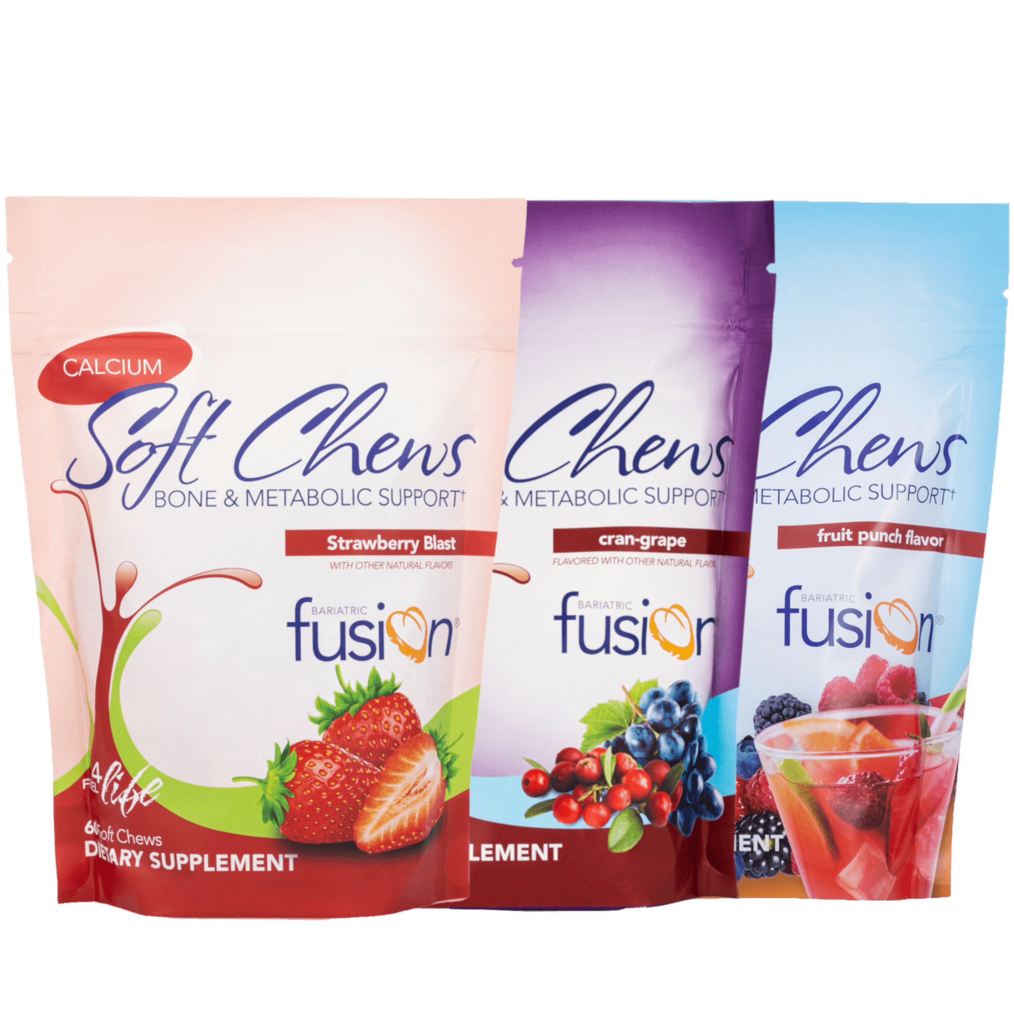 Fruit Variety - 3 Bag Variety Pack - Bariatric Calcium Citrate Soft Chews - Bone & Metabolic Support - Bariatric Fusion