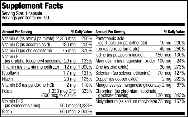 One PER Day Bariatric Multivitamin Capsule With 45mg Iron - 3 Month Supply - Bariatric Fusion