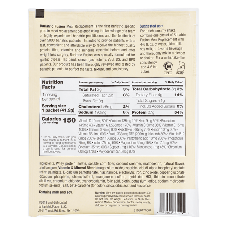 Orange Cream High Protein Meal Replacement - Single Serve Packet - Bariatric Fusion