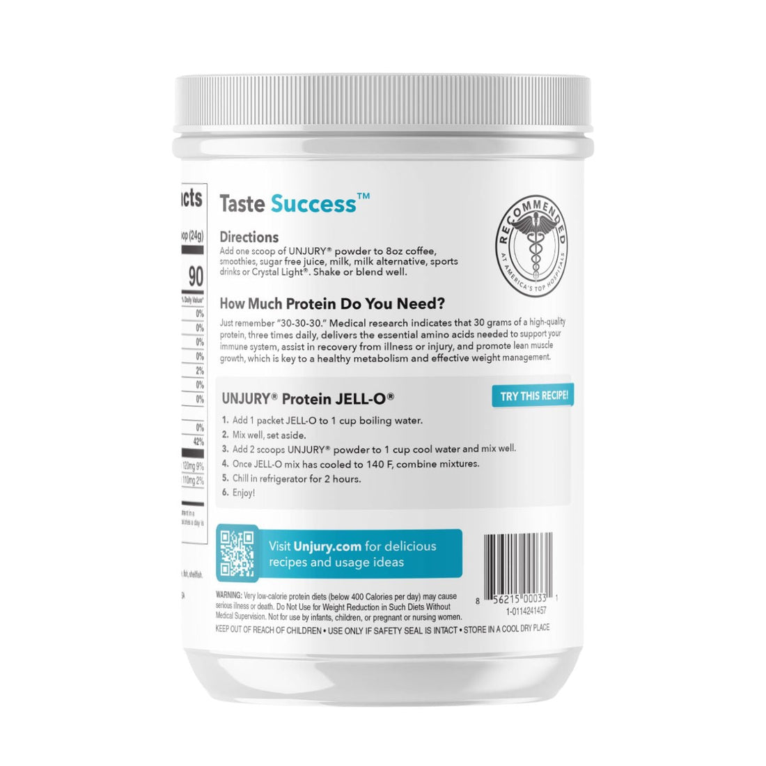 Unjury Unflavored High Whey Protein Powder Bariatric Fusion